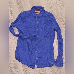 Scullers Linen Blue Button-Up Shirt